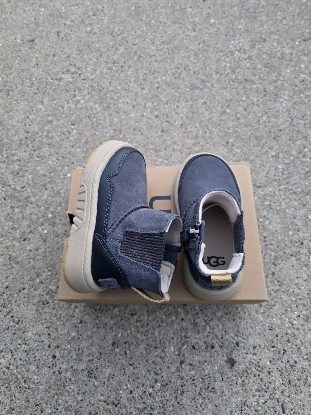 UGG Kids Grey Suede Ankle Boots - Casual Slip-On Toddler Boys 6K